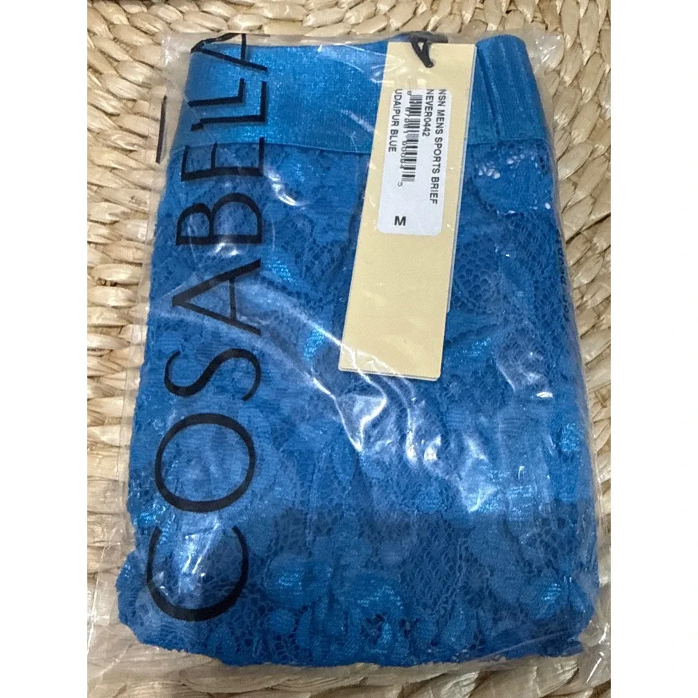 Cosabella Never Say Never Blue Lace Sports Brief Luxury‎ Italian Men's Underwear